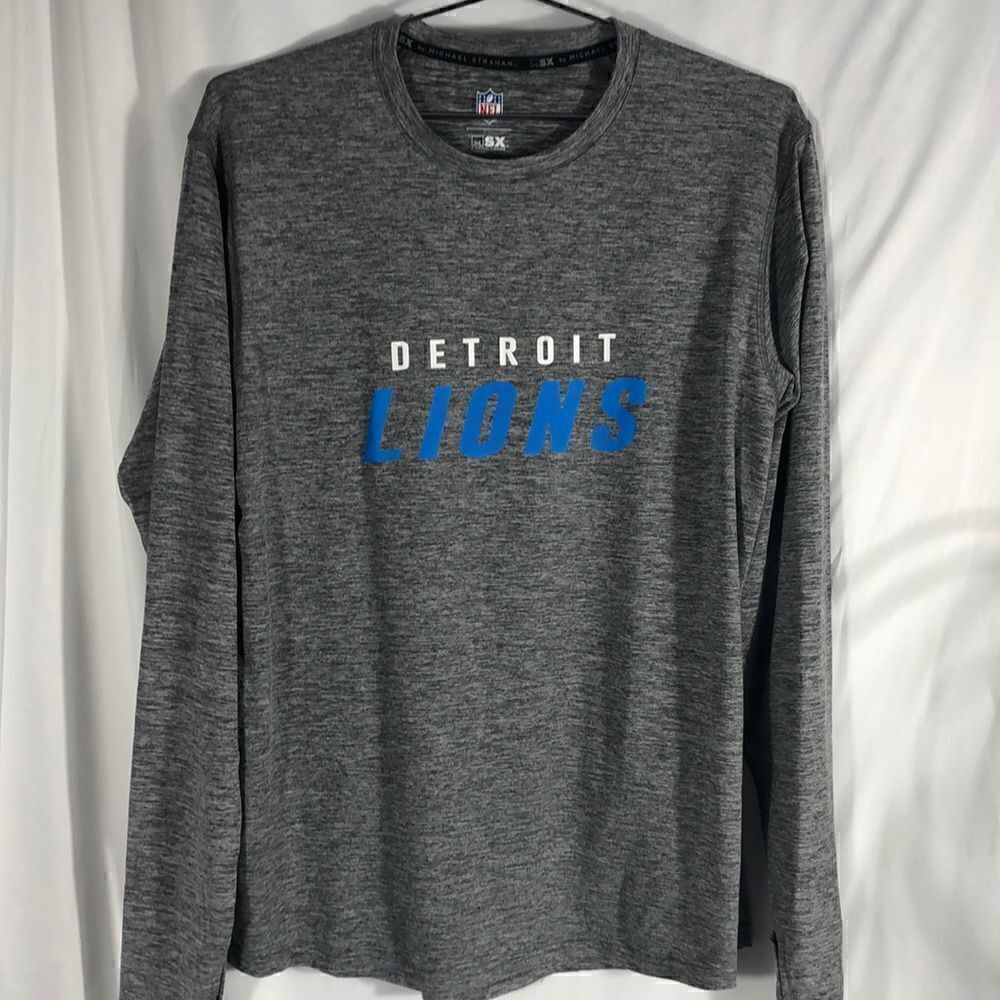 NFL MSX by Michael Strahan Heathered Gray Lions Performance Long Sleeve Tee